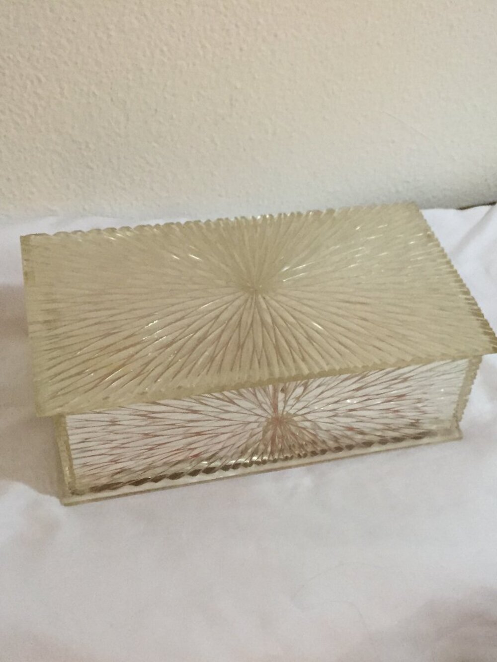 Vintage MCM 3 Piece Starburst Celebrity Lucite Acrylic Jewelry Trinket Box 9"